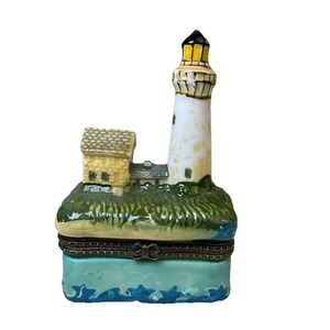 Porcelain‎ Lighthouse Hinged Trinket Box